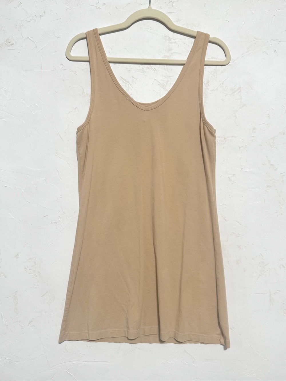 Cynthia Rowley Beige Pima Cotton Longline Tank Top XL